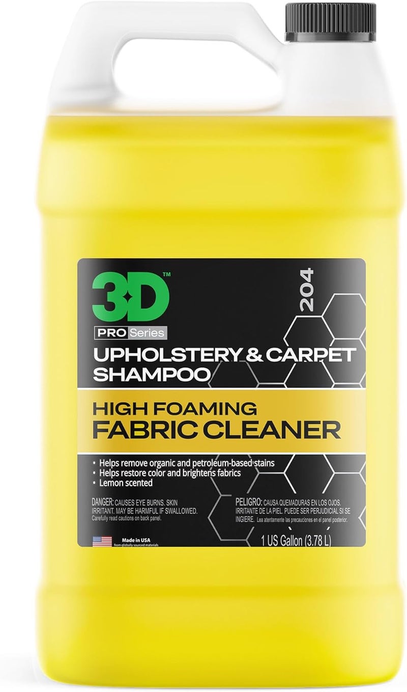 3D Upholstery & Carpet Shampoo - High Foam Stain Remover & Odor Eliminator Shampoo 1 Gallon - Image 1