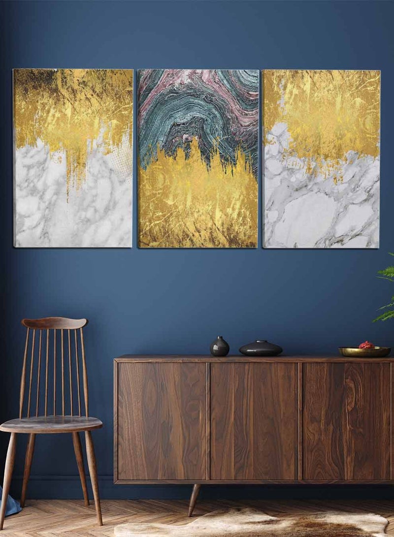 لوحة طقم من ٣ لوحات كانفاس على إطار خشبي، تصميم فن زيتي، للمنزل، غرفة المعيشة، المكتب، الديكور - Image 1