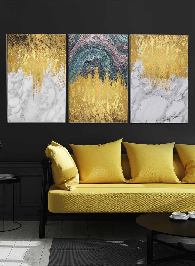 لوحة طقم من ٣ لوحات كانفاس على إطار خشبي، تصميم فن زيتي، للمنزل، غرفة المعيشة، المكتب، الديكور - Image 3