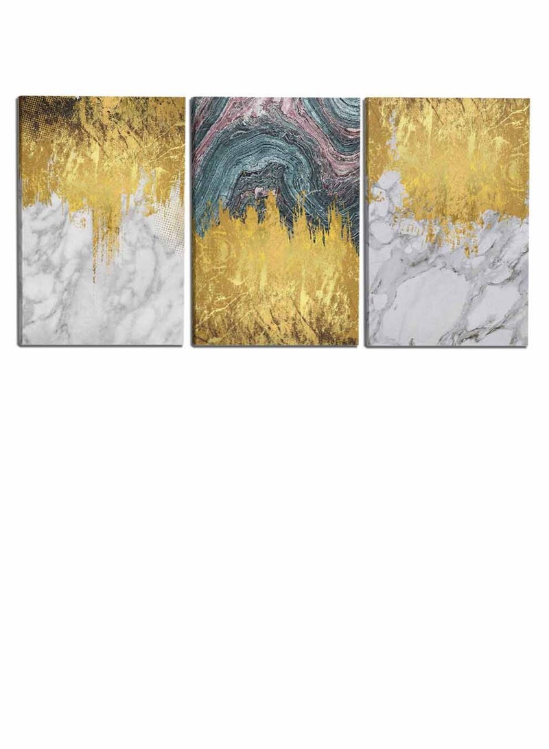 لوحة طقم من ٣ لوحات كانفاس على إطار خشبي، تصميم فن زيتي، للمنزل، غرفة المعيشة، المكتب، الديكور - Image 4