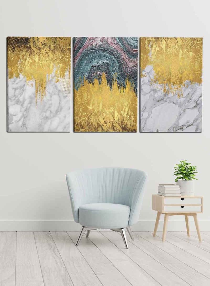 لوحة طقم من ٣ لوحات كانفاس على إطار خشبي، تصميم فن زيتي، للمنزل، غرفة المعيشة، المكتب، الديكور - Image 2