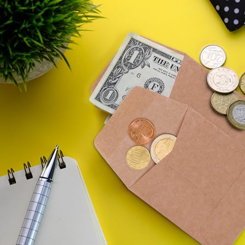 Tuhangcc 100 Pack Small Coin Envelopes Heavy Duty Self-Adhesive Kraft Seed Envelope Mini Parts Small Items Stamps Storage Packets Envelopes for Garden, Office or Wedding Gift 3.15"×3.5" - Image 4