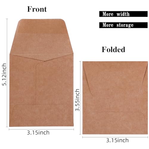 Tuhangcc 100 Pack Small Coin Envelopes Heavy Duty Self-Adhesive Kraft Seed Envelope Mini Parts Small Items Stamps Storage Packets Envelopes for Garden, Office or Wedding Gift 3.15"×3.5" - Image 3