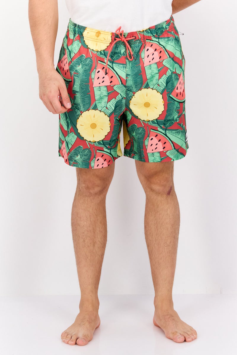 Beach Bros Men Allover Printed Beach Shorts, Green Combo - Image 1