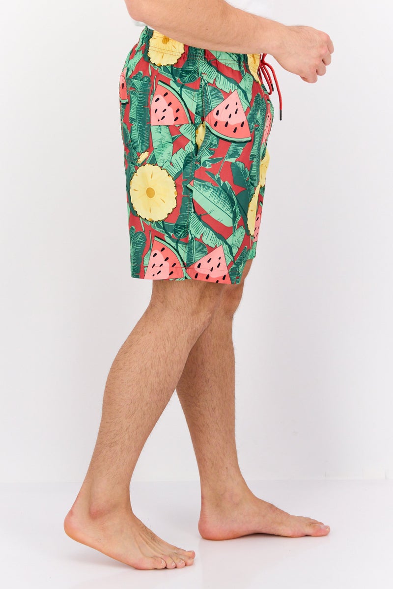 Beach Bros Men Allover Printed Beach Shorts, Green Combo - Image 2