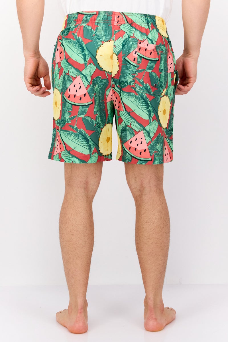 Beach Bros Men Allover Printed Beach Shorts, Green Combo - Image 4