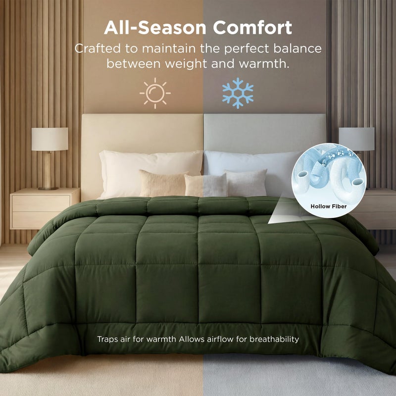 Bedsure Comforter Duvet Insert - Quilted Comforters Oversized King Size, All Season Duvet, Down Alternative Bedding, with 8 Tabs, Gifts for Women/Men, Olive Green, Oversized King 116 x 98 Inches - Image 5