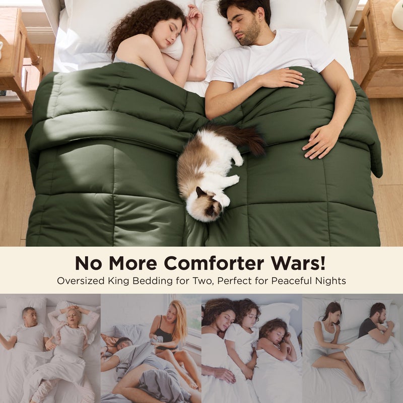 Bedsure Comforter Duvet Insert - Quilted Comforters Oversized King Size, All Season Duvet, Down Alternative Bedding, with 8 Tabs, Gifts for Women/Men, Olive Green, Oversized King 116 x 98 Inches - Image 3