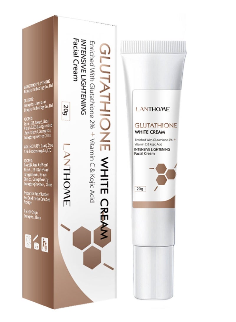 Lanthome Glutathione Whitening Cream, Facial Dark Spots Remover 2% Glutathione Face Cream, Prevent Aging Moisturizing Skin Brightener Cream, Smoothing Brightening Cream, White Lightening Beauty Cream 20G - Image 5