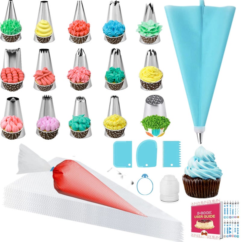 GZMAISULEE Piping Bags and Tips Set for Beginners Cake Decorating Tips for Baking with Pastry Bags and Tips Icing Tips Couplers Icing Bags Ties