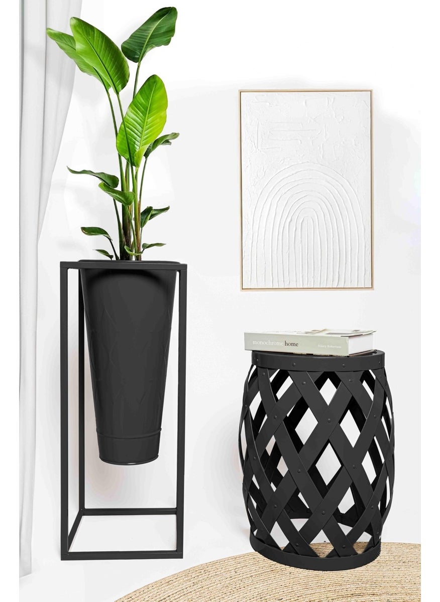 THE MIA Prism Vase & Flower Pot Black 70X30X30 cm  - Image 3