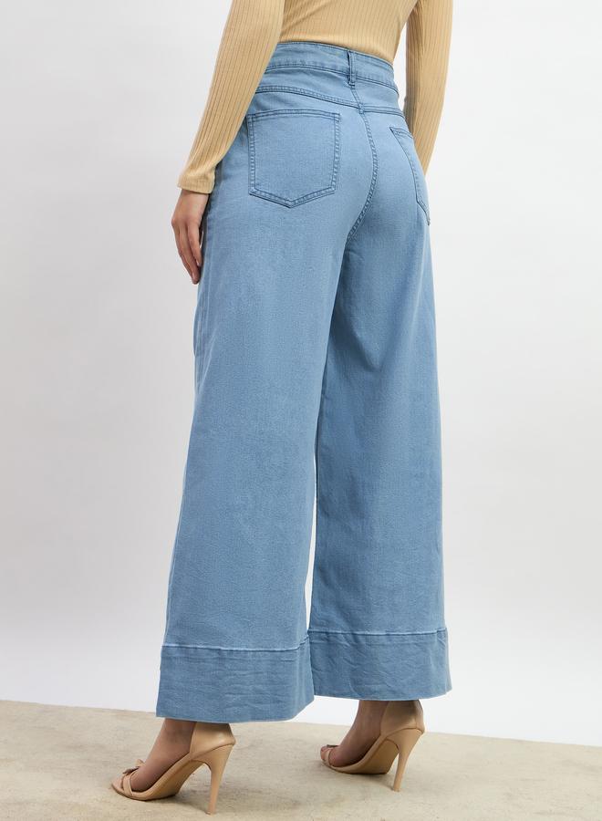 Styli Styli Mid Rise Wide Leg Jeans with Pintuck Detail  - Image 5