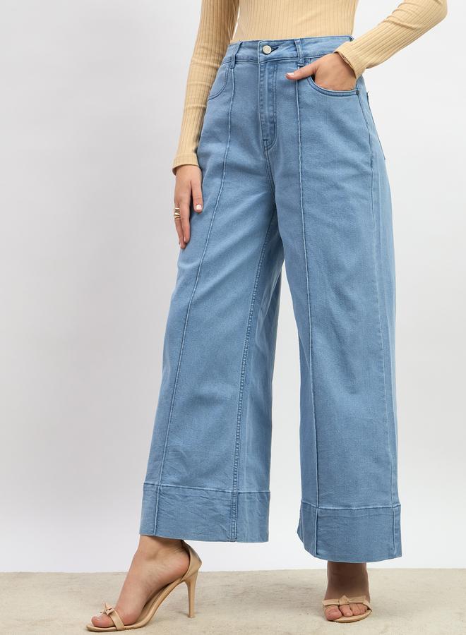 Styli Styli Mid Rise Wide Leg Jeans with Pintuck Detail  - Image 3