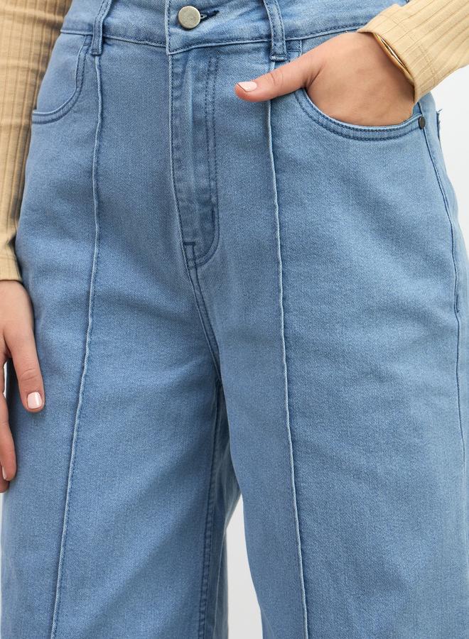 Styli Styli Mid Rise Wide Leg Jeans with Pintuck Detail  - Image 4