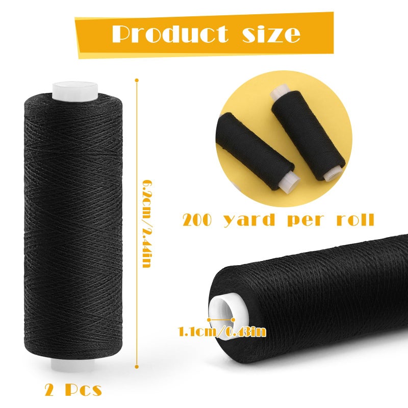ZMAAGG Sewing Thread, 200 Yards Per Roll Black Thread for Sewing, Sewing String for Sewing Machine, Hand Stitching, Embroidery - Image 2
