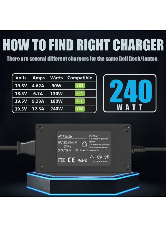 Terabyte 240 واط 180 واط لجهاز ديل بريسيجن M6400 M6500 M6600 7710 7720 7530 7520 7730 ألين وير M17 M17X M15 M18X أريا-51م 13 15 17 R1 R2 R3 R4 مزود طاقة للابتوب 19.5 فولت 12.3 أمبير - Image 2