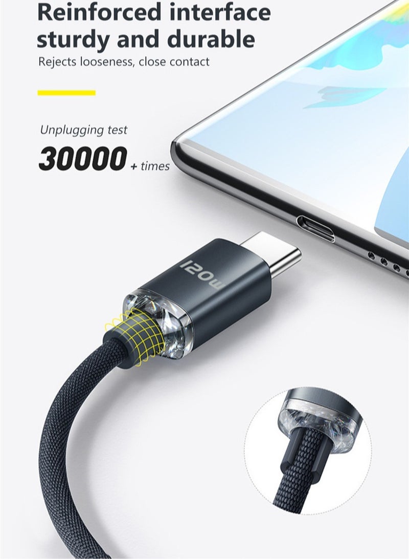 AROAQ USB C To Type C Cable, Lightweight Fast Charging Data Cord, Compact And Portable Fast Data Transfer Cable, Nylon Braided Data Cable For Mobile Phones Tablets, (1pc Purple, 2m Length) - Image 2