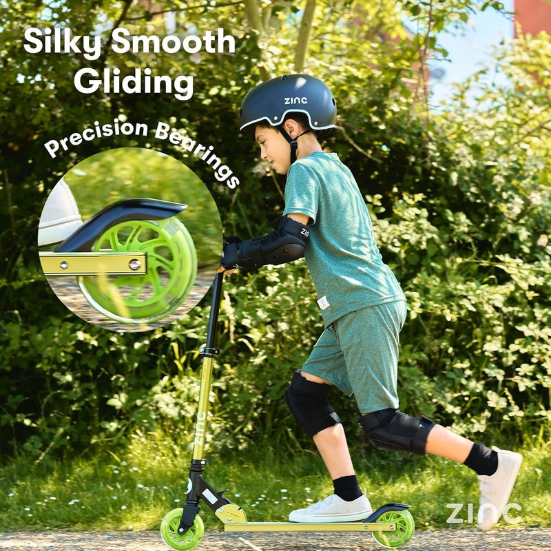 ZINC Two Wheeled Folding Light Up Scooter - Light up LED Wheels, Folding, Fold Down Handles, Non-Slip Deck, Height Adjustable, For Ages 3+, Great Gift Idea - Image 1