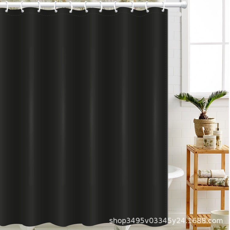 Solid Color Peva Shower Curtain, Waterproof And Thickened, Bathroom Partition Curtain, No Drilling Required, Includes Hooks - Image 1