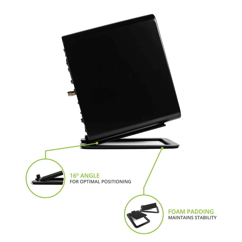 Kanto S4 Tilted Desktop Speaker Stands for Medium Bookshelf Speakers & Mid-Size 3â€-4â€ Studio Monitors | Supports 8 lbs | Damping Foam Padding | Â¼â€-20 Mounting | Pair | Black - Image 3