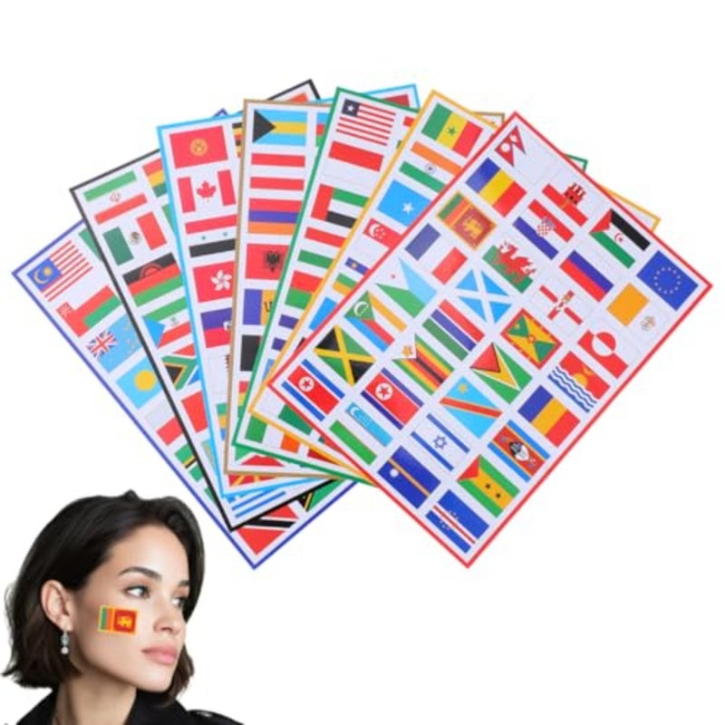 ملصقات علم العالم 7 أوراق ملصقات علم وطني لديكور مباراة كرة القدم ملصقات عالمية قابلة للإزالة لحفلات المشجعين والألعاب الدولية - Image 1