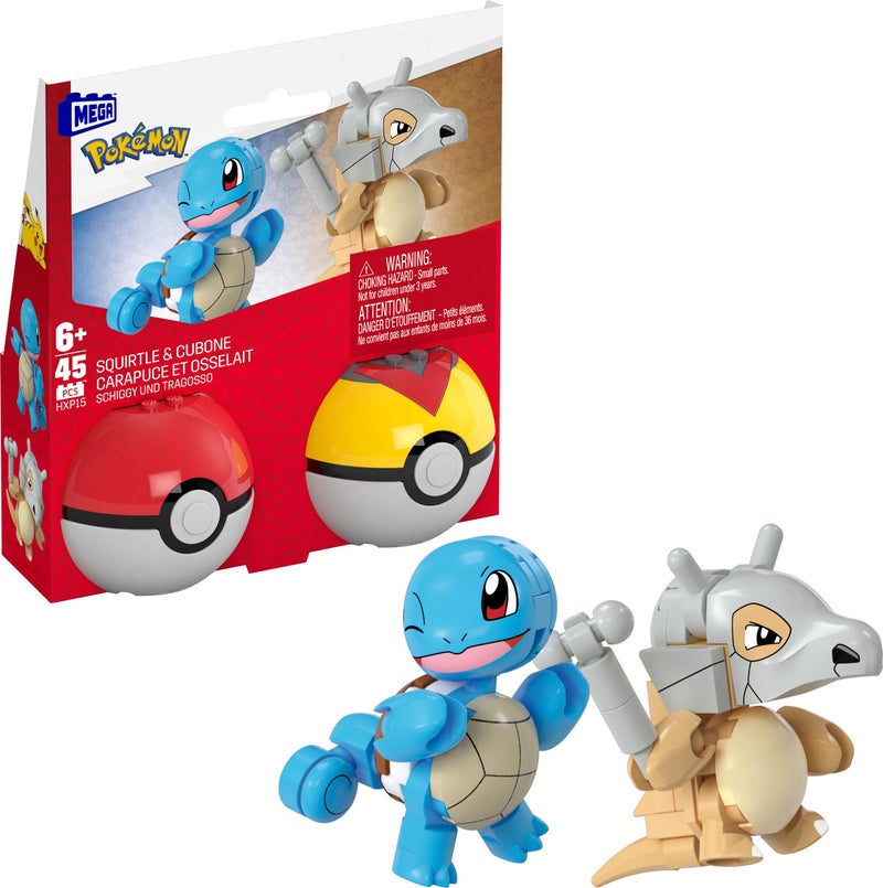 Mega Brands MEGA Pokmon Building Toys Set Squirtle Cubone with 45 Pieces 2 Poseable Characters and Pok Ball 2 Inches Tall for Kids - Image 2