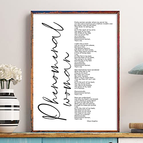 Pennclys Maya Angelou Quotes Wall Art Decor Black Woman Canvas Art Phenomenal Women Wall Decor Office Artwork Pictures Black People Inspirational Posters Prints for Office 16x24 Inch Unframed - Image 1