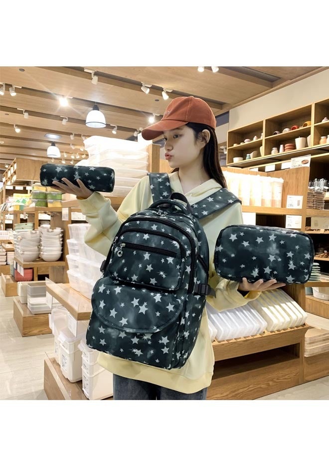 Simple Large-Capacity 3-Piece Backpack Set School Bag Shoulder Bag Pencil Bag Waterproof - Image 2