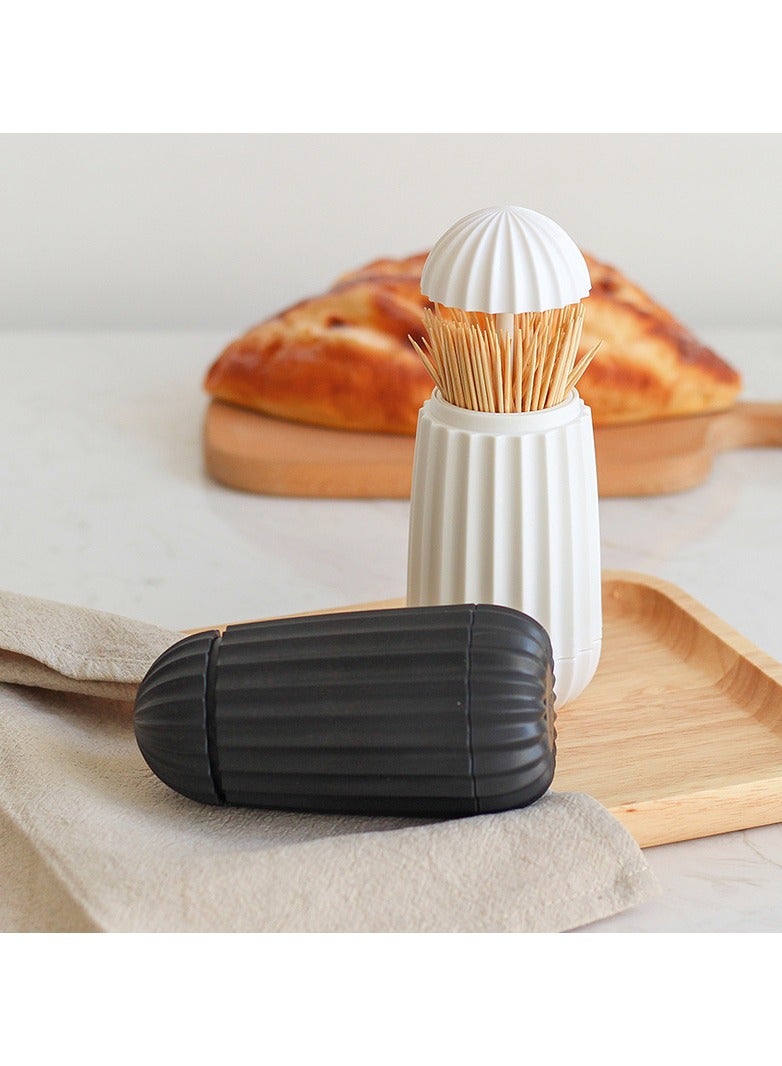 حامل أعواد أسنان قابل للسحب على شكل صبار وموزع أعواد أسنان أوتوماتيكي منظم تخزين لتزيين المطبخ أسود - Image 4