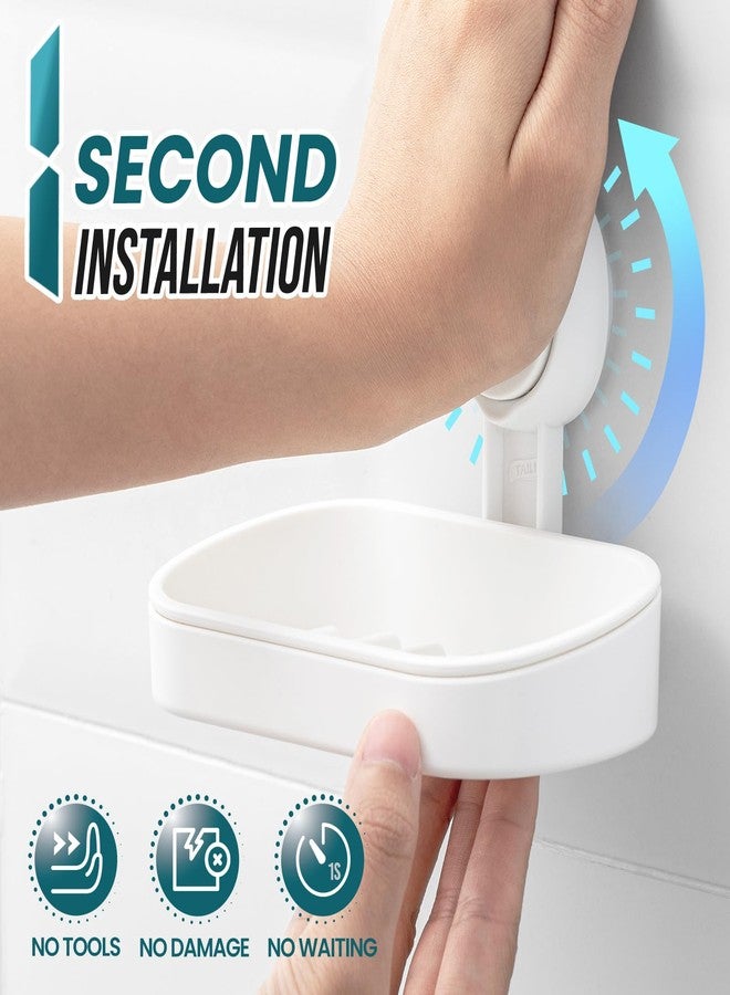 TAILI Soap Holder Soap Dish for Shower, Suction Cup Soap Holder for Shower Wall, Bathroom Accessories, Removable Strong Hold Soap Saver, Drill Free, White - Image 2