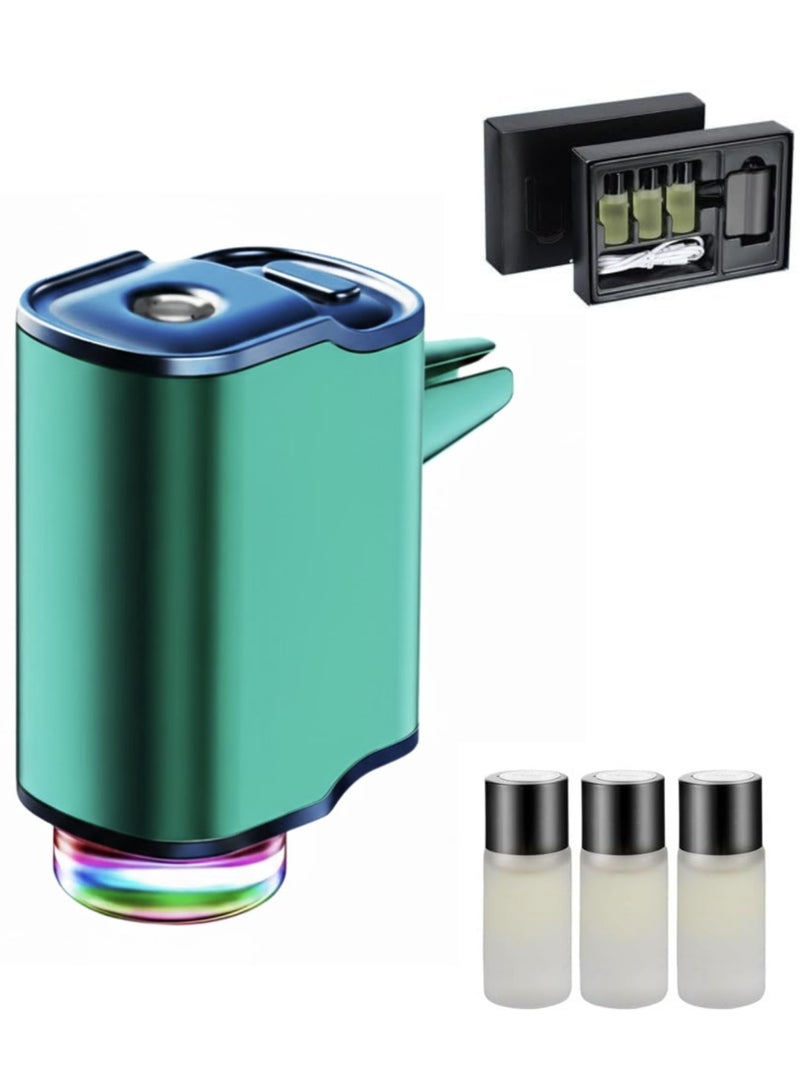 DIGI CORE Intelligent Car Diffuser Air Freshener, Rechargeable Waterless Aroma Diffuser with 3 Luxury Scents (3x10ml Oils), Adjustable Scent & Light Modes, Smart Air Freshener Car, Home & Office Fragrance Diffuser with Long-Lasting Essential Oils Green - Image 1