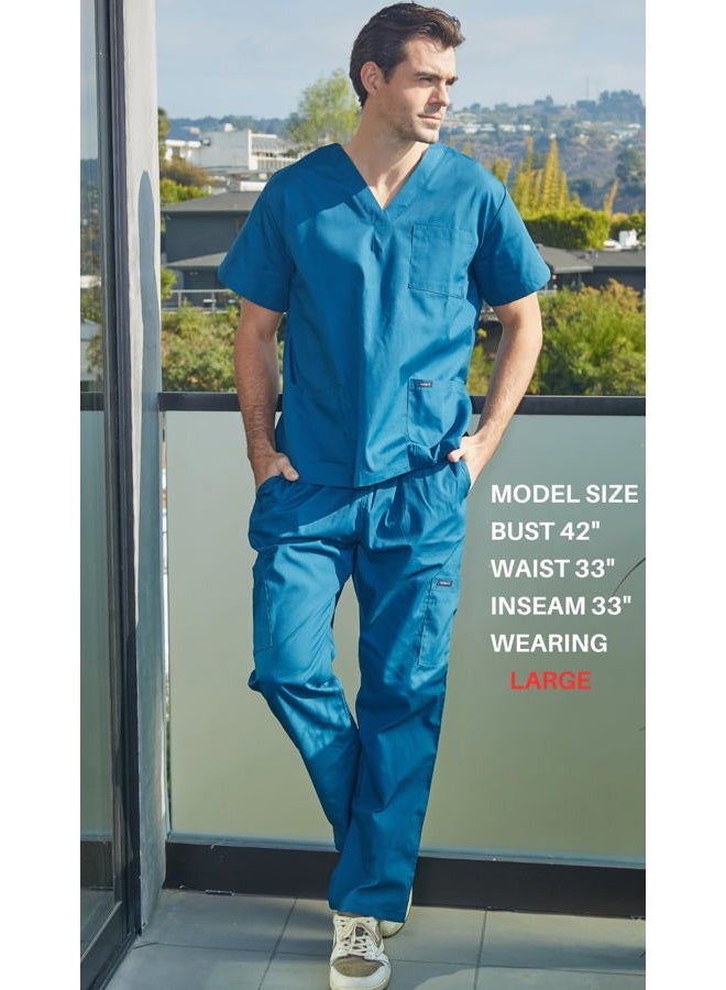 Dagacci Scrubs Medical Uniform Mens Scrub Set Medical Scrubs Top and Pants, Navy, XL - Image 4
