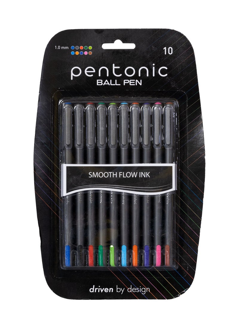 Pentonic - Pentonic Ball Point Pen (Multicolour, 1mm, 10 Pcs Blister) - Image 1