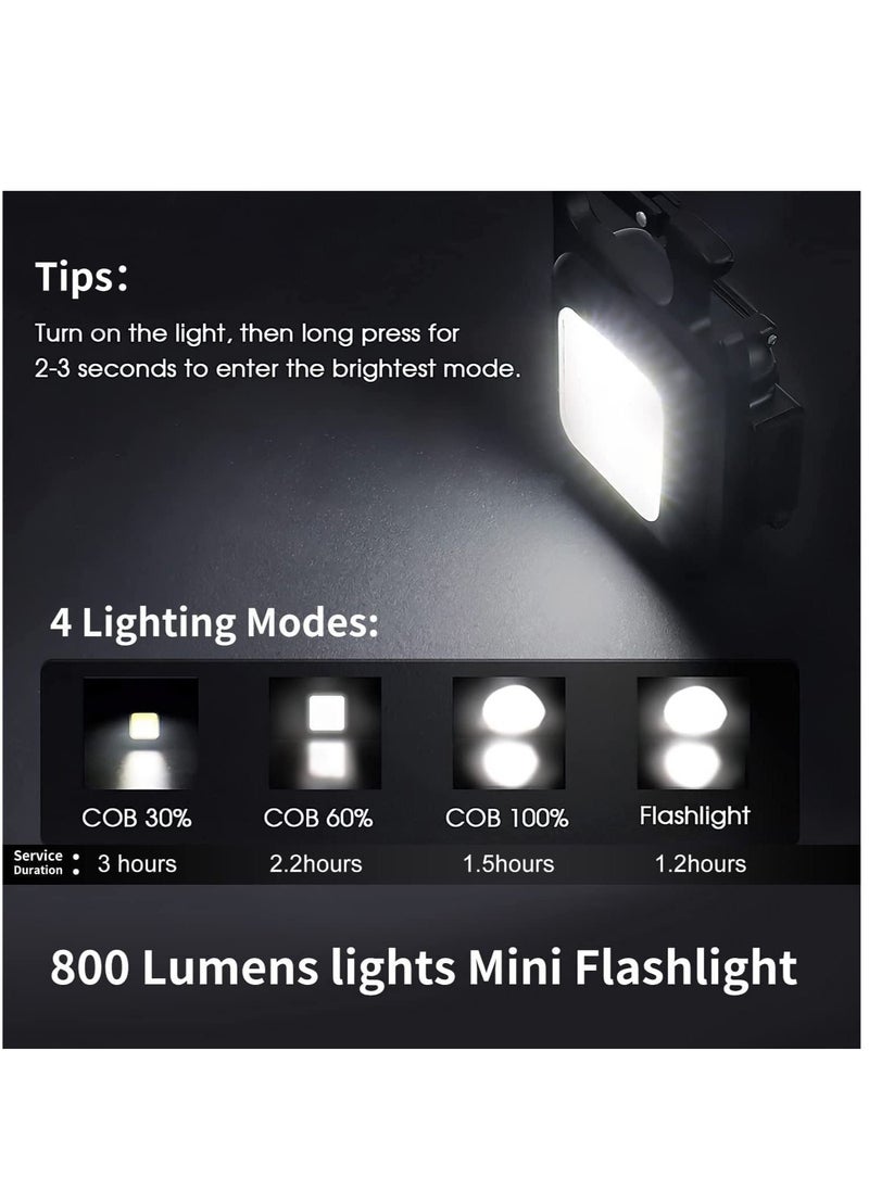 Generic - Mini Flashlight, 800Lumens COB Bright Rechargeable Keychain Flashlights, Black, LEDLIG01-B - Image 1