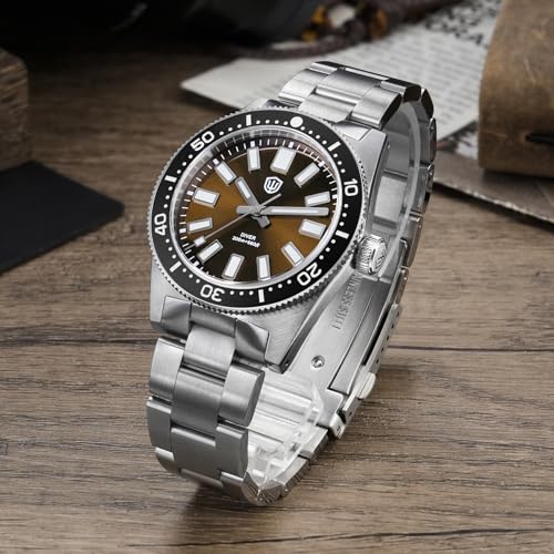 watchdives VH31 Quartz Watches, WD1965 62MAS Dive Watch 38mm Domed Sapphire Crystal Luxury Wristwatch 200M Waterproof Watches (Brown) - Image 3