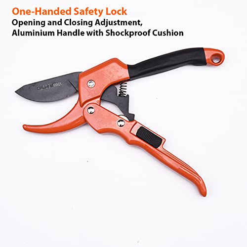 Harden 8" (200mm) Garden Pruner, SK5 Steel Blade, Designed to Cut 1.5 cm Diameter Wood, One-Handed Safety Lock - 630421 - Image 5