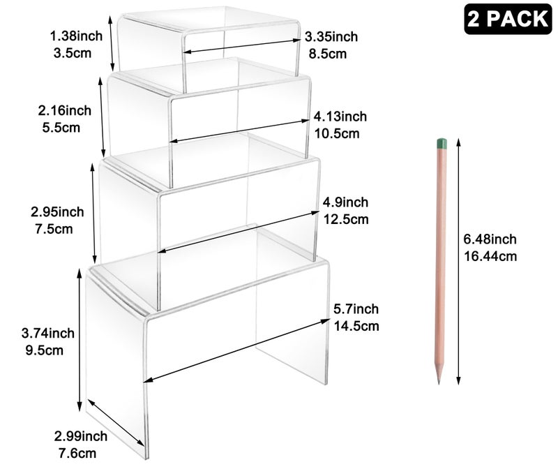Cerpourt 8Pcs Acrylic Display Risers(6",5",4" 3") Clear Product Stand,Cupcakes Holder Dessert Display Transparent Showcase Stands, Candy Bar Risers, Acrylic Lifts Display for Figures - Image 2