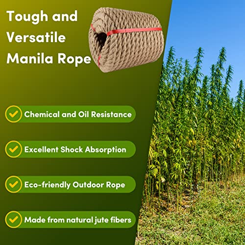 BALAVA Manila Rope 3/4in x 100ft,Thick Natural Hemp Rope,Large Decorative Nautical Ropes,Twisted Manila Ropes Great for Gardening,Railings,Hammock Nautical - Image 4