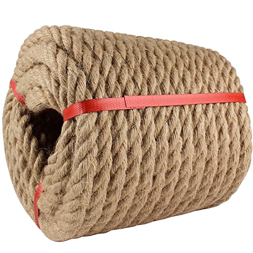 BALAVA Manila Rope 3/4in x 100ft,Thick Natural Hemp Rope,Large Decorative Nautical Ropes,Twisted Manila Ropes Great for Gardening,Railings,Hammock Nautical - Image 1