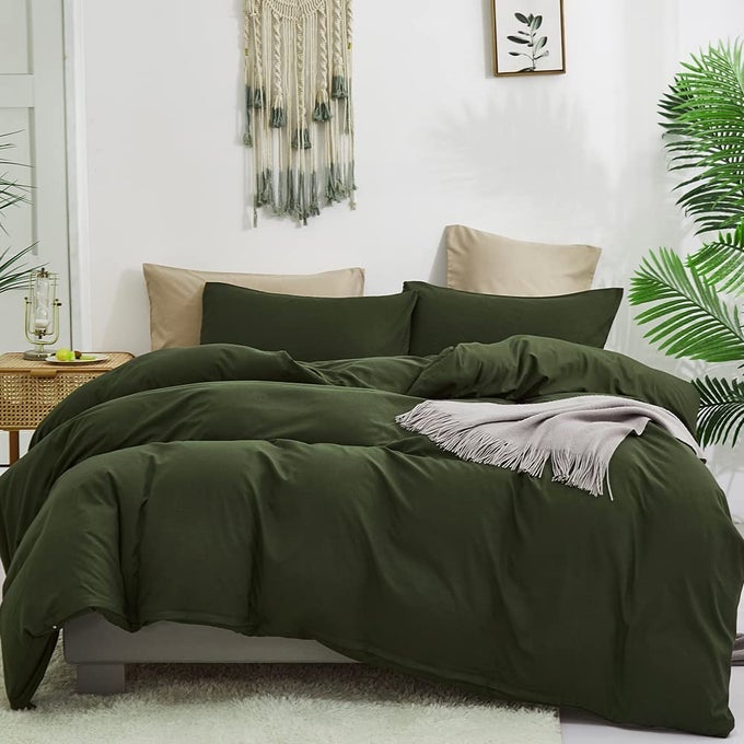 ARMY GREEN FULL SIZE COMFORTER SETS 3PCS DARK GREEN BEDDING COMFORTER SETS SOFT COMFORTER WITH 2 PILLOW CASES WOMEN MEN COMFORTER