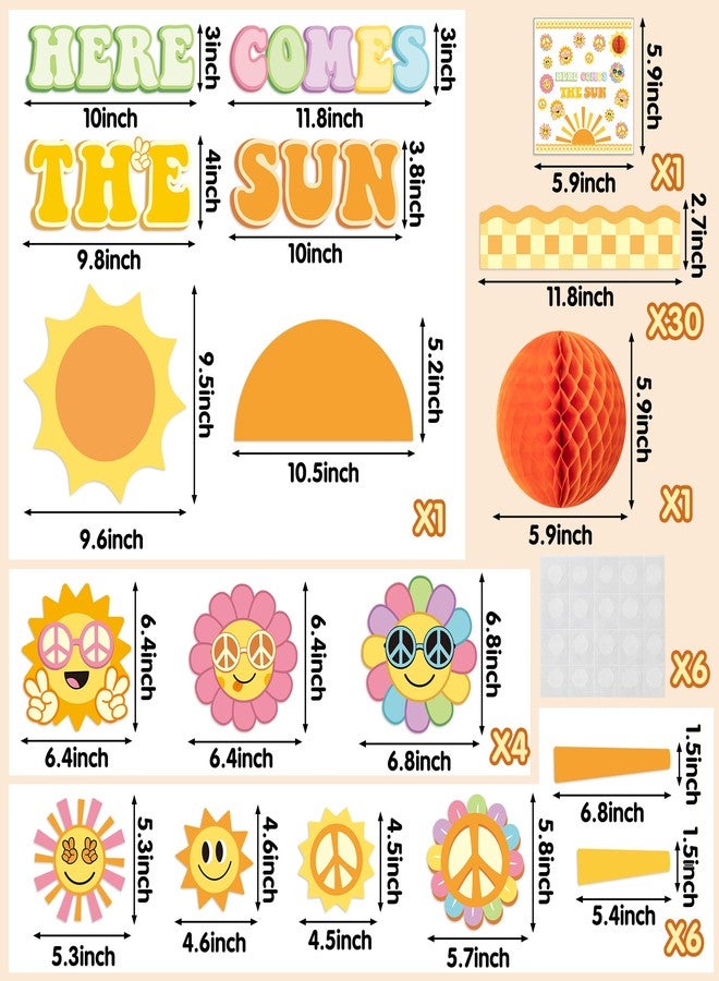 Xqumoi زينة لوحة إعلانات Xqumoi Retro Here Comes The Sun - 84 قطعة من ملصقات الأسماء بنمط الهيبي البوهيمي الرائع، حواف مربعة الشكل، ديكور جداري للسبورة، مناسب للعودة إلى المدرسة، رياض الأطفال، ورياض الأطفال - Image 2