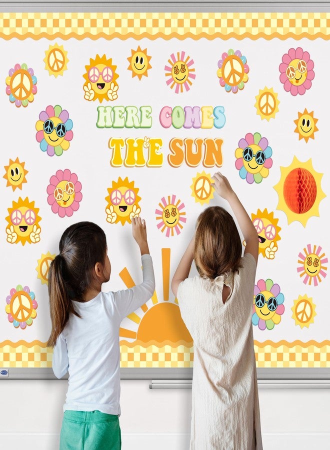 Xqumoi زينة لوحة إعلانات Xqumoi Retro Here Comes The Sun - 84 قطعة من ملصقات الأسماء بنمط الهيبي البوهيمي الرائع، حواف مربعة الشكل، ديكور جداري للسبورة، مناسب للعودة إلى المدرسة، رياض الأطفال، ورياض الأطفال - Image 5
