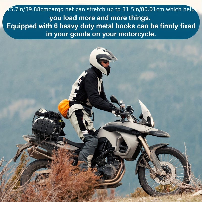 1pc Latex Bungee Cargo Net With Small Mesh And Adjustable Metal Hooks For Motorcycle Bike ATV Luggage Helmet And Elastic Straps - Image 5