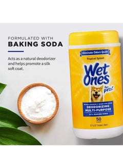 for Pets Deodorizing Multi-Purpose Dog Wipes With Baking Soda | Dog Deodorizing Wipes For All Dogs in Tropical Splash Scent, Wet Ones Wipes for Deodorizing Dogs | 50 Ct Cannister Dog Wipes - pzsku/Z6228822E90E5A838FA46Z/45/_/1686734290/bf987ee2-057b-4c08-8125-95e1c7cdd9b0