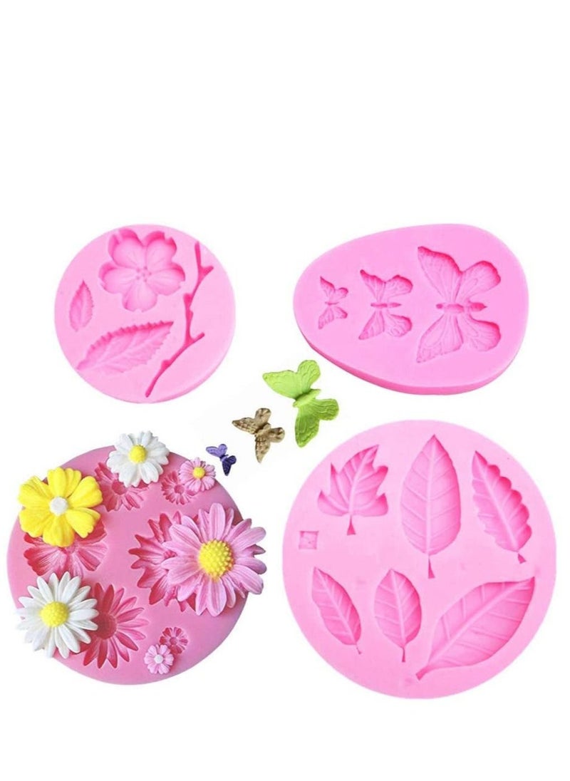 Flower Candy Mould, Chocolate Mould Polymer Clay DIY Crafting Projects and Cake Decoration Silicone Fondant Baking Kitchen Tool For Wedding Birthday, 4 Pcs - Image 1