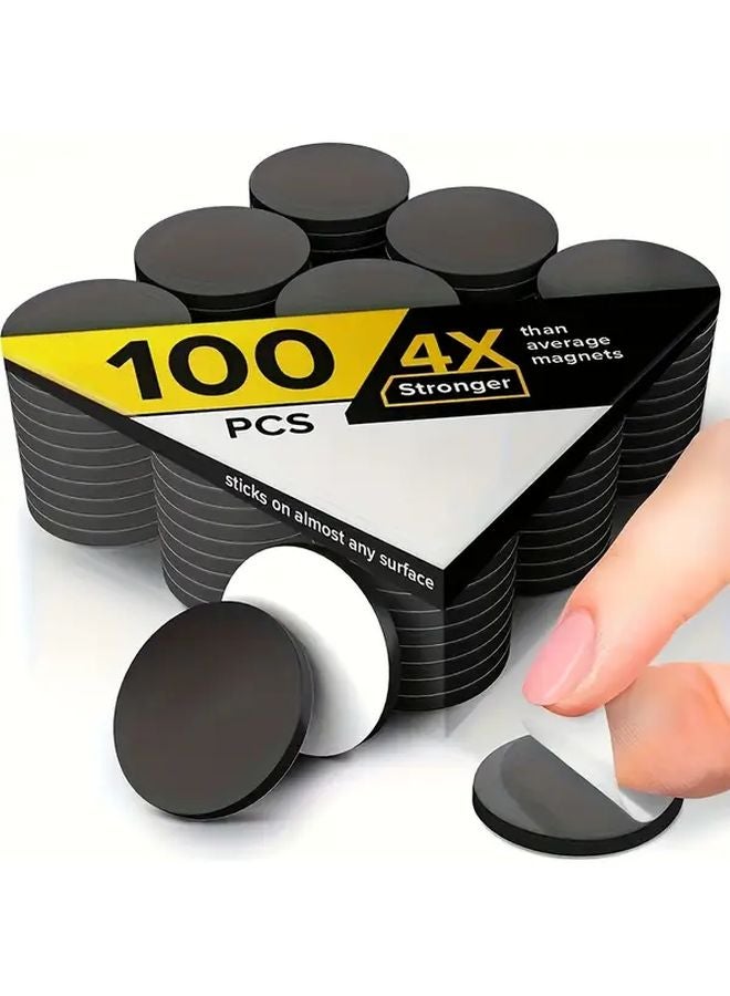 100 قطعة من النقاط المغناطيسية ذاتية اللصق، مغناطيس معدني قابل لإعادة الوضع، ملصقات مغناطيسية صغيرة دائرية باللونين الأبيض والأسود - Image 1