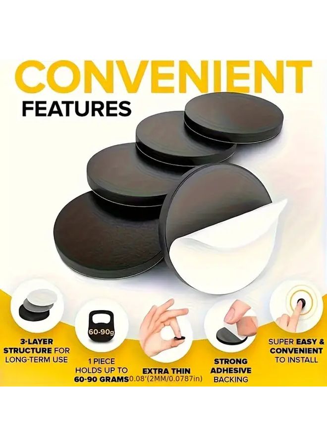 100 قطعة من النقاط المغناطيسية ذاتية اللصق، مغناطيس معدني قابل لإعادة الوضع، ملصقات مغناطيسية صغيرة دائرية باللونين الأبيض والأسود - Image 5