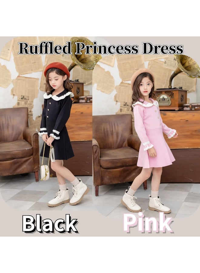 WeddingPach Ruffles Baby Girls Cardigan Warm Infant Toddler Sweater Dress Girls Long Sleeve V-Neck Cardigans Autumn Winter  - Image 2
