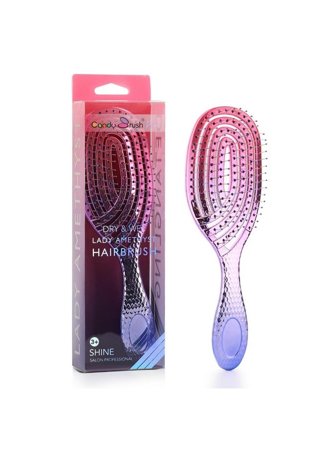Candy Brush Candybrush Curved Vented Hair Brush Detangling For Blow Drying Colorful Wet Brushes For Straight Fine Hair For Women Round Styling Spiral Detangler Soft Bristles Medium Pinkpurple Gradient  - Image 2