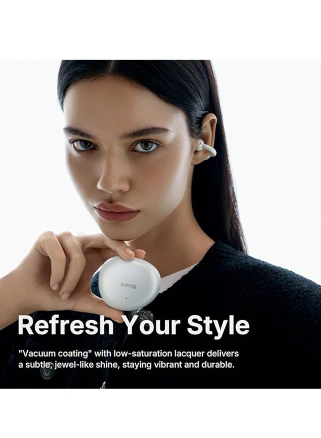 ساناج Sanag S7S AI Clip on Headphones, True Wireless Ear Clip Earbuds, Comfortable Earphones with Bluetooth 5.4, 48H Playtime, IPX4 Waterproof, Noise Cancelling fit Sports Running, Workout (Gold) - Image 3